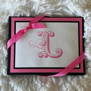 New Hallmark Monogram Letter “L” Pink and Cream Blank Note Cards and Envelopes